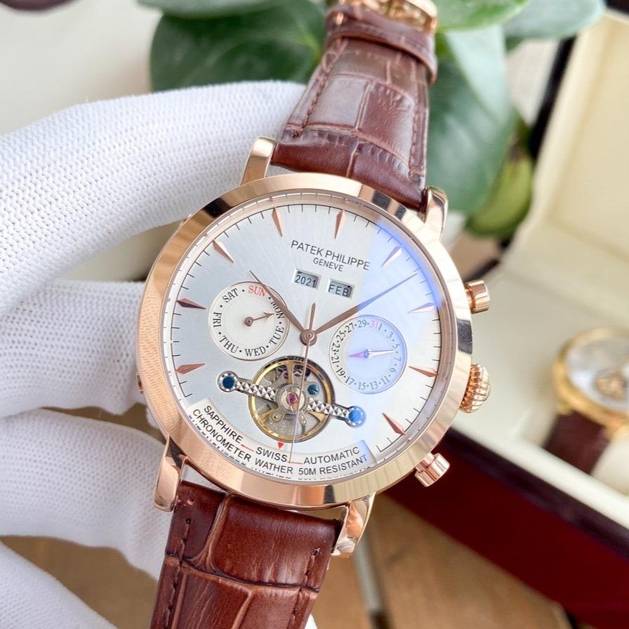 PATEK ANNUAL CALENDAR 42MM TOURBILLON LEATHER STRAP