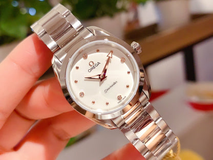 AQUA TERRA 28MM QUARTZ STEEL WHITE DIAL