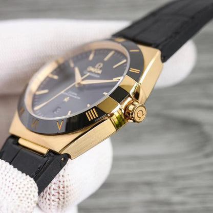 CONSTELLATION 41MM GOLD CASE BLACK LEATHER
