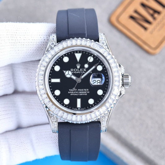 YACHT MASTER 42 CUSTOM DIAMOND BEZEL BLACK DIAL