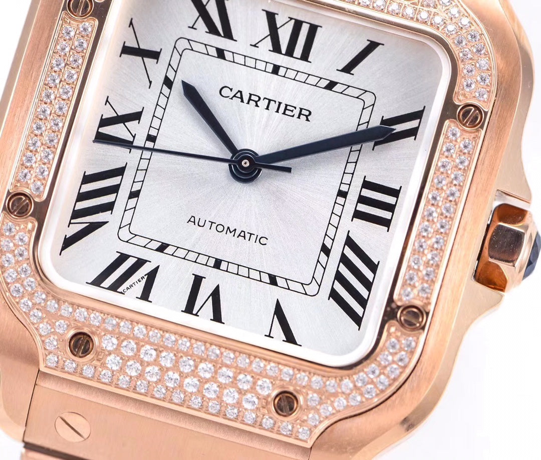 SANTOS LADY 35.1MM AUTOMATIC PINK GOLD DIAMOND BEZEL
