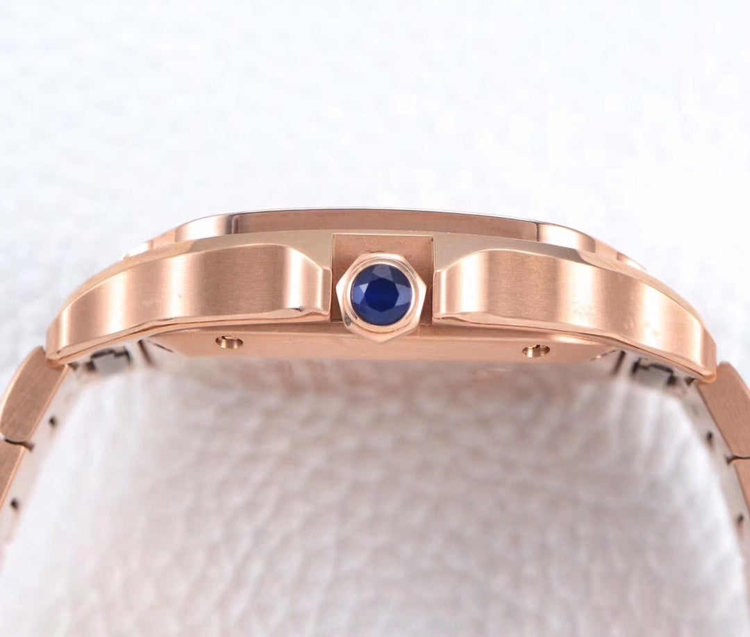 SANTOS LADY 35.1MM AUTOMATIC PINK GOLD DIAMOND BEZEL