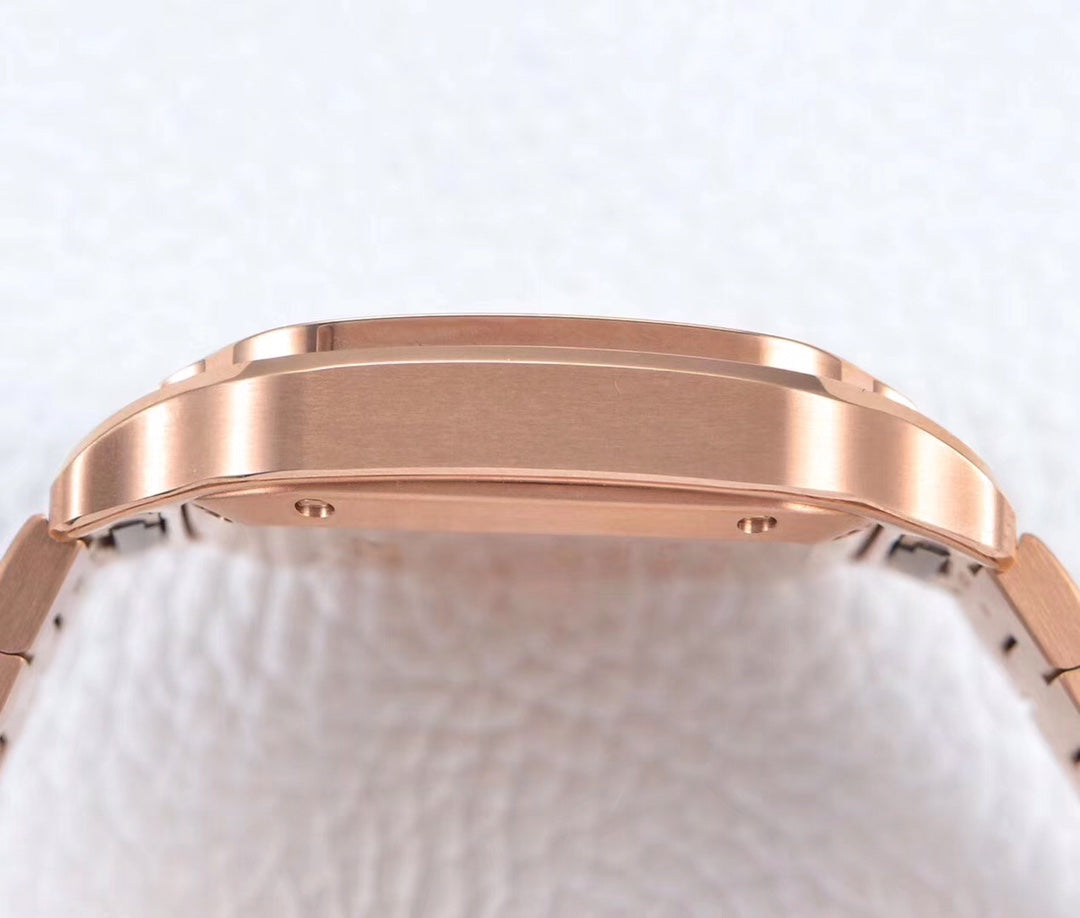 SANTOS LADY 35.1MM AUTOMATIC PINK GOLD DIAMOND BEZEL