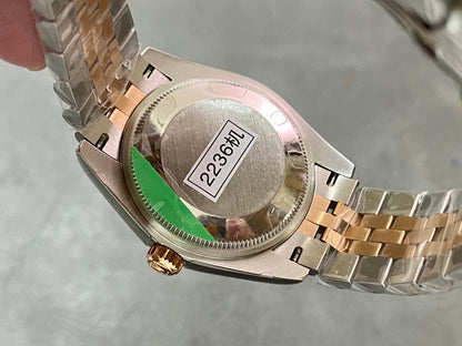 DATEJUST 31MM PINK GOLD STEEL CHOCOLATE DIAL