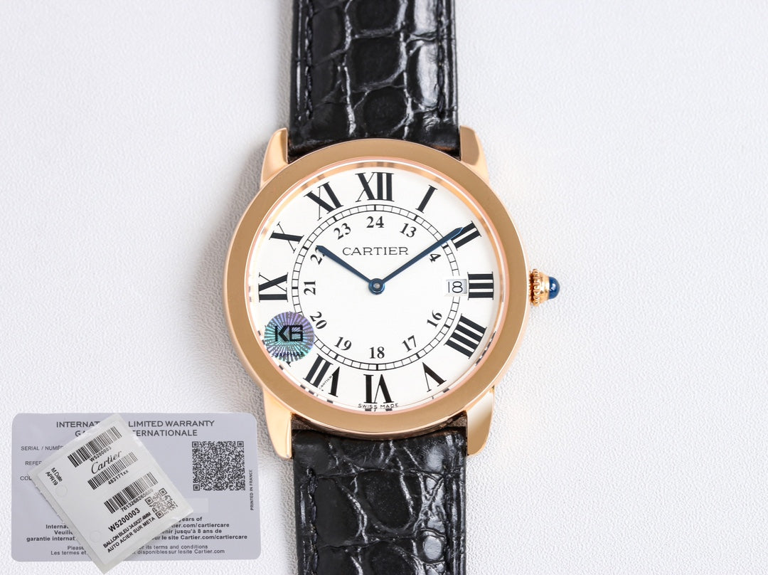 RONDE SOLO PINK GOLD BLACK LEATHER