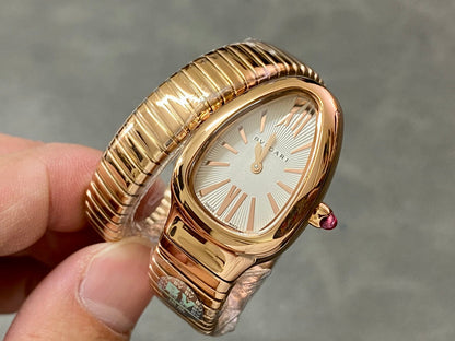 SERPENTI SPIGA PINK GOLD CERAMIC WHITE DIAL