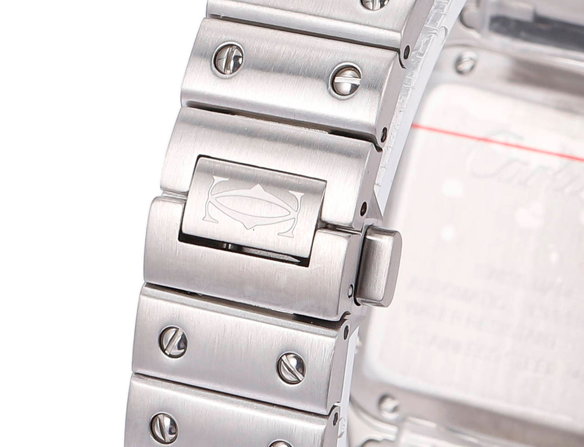 SANTOS LADY 35.1MM STEEL CASE BLUE DIAL DIAMOND BEZEL