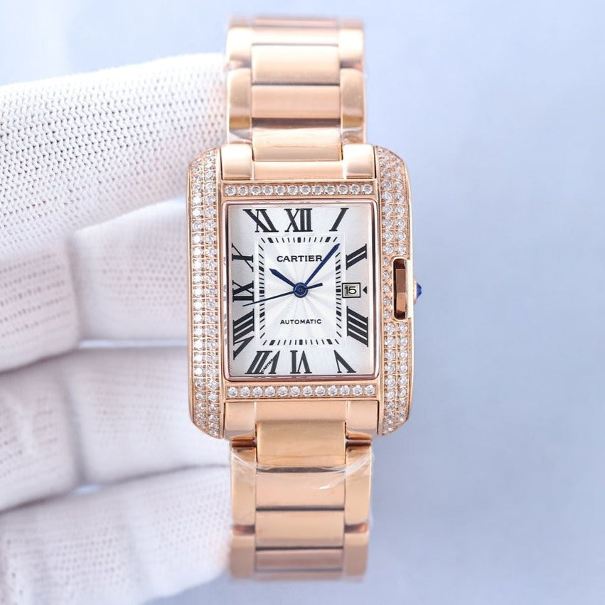 TANK ANGLAISE 30 PINK GOLD DIAMOND BEZEL