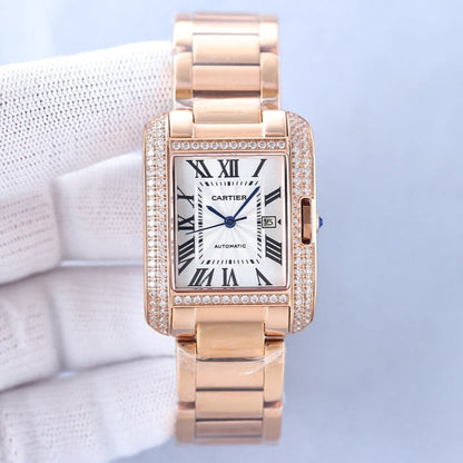 TANK ANGLAISE 30 PINK GOLD DIAMOND BEZEL