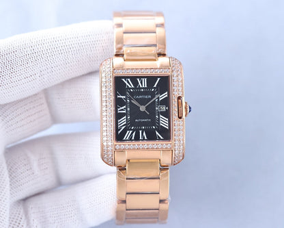 TANK ANGLAISE 30 PINK GOLD DIAMOND BEZEL