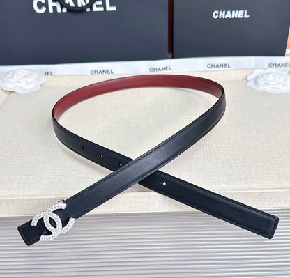 CC Crystal Buckle Reversible Belt Cowhide SHW 210435
