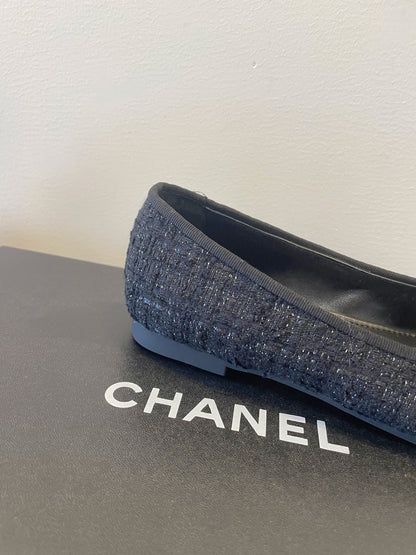 CC 26P Ballet Flats Black Tweed & Patent Leather 890836