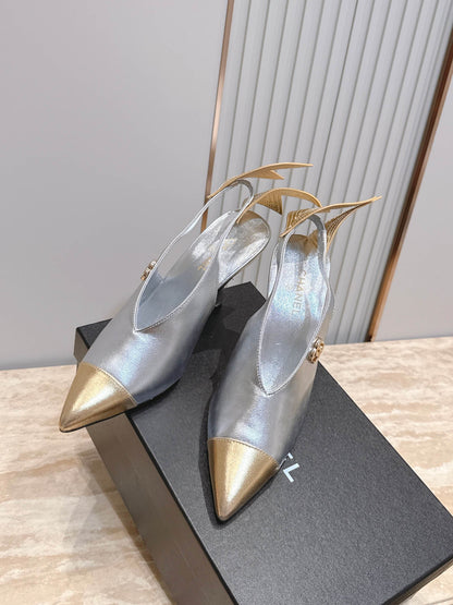 CC Métiers d’art 2026 Slingbacks 9.5cm Silver Metallic Lambskin 898982
