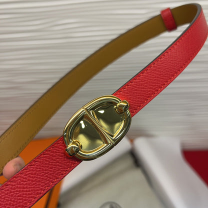 HM Chaine d'Ancre Belt 18MM Red Epsom Calfskin GHW 212442