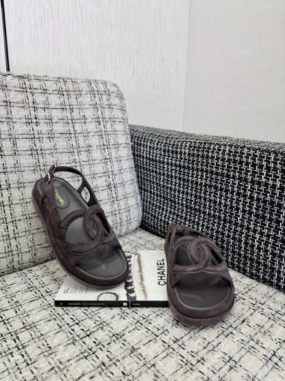 CC Sandals Chocolate Suede Leather 935910