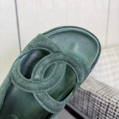 CC Sandals Green Suede Leather 935909