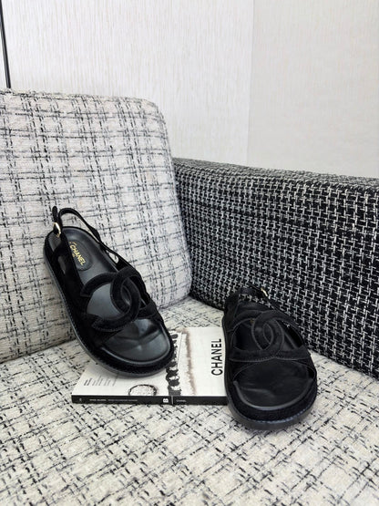 CC Sandals Black Suede Leather 935908
