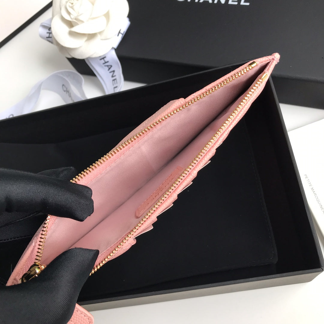 CC MOBILE PURSE 19.5 PEACH GRAINED CALFSKIN GOLD ICON