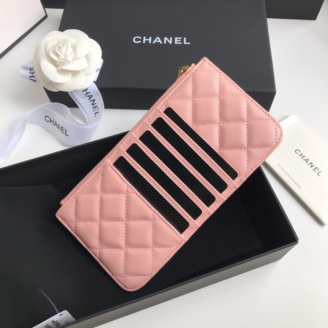 CC MOBILE PURSE 19.5 PEACH GRAINED CALFSKIN GOLD ICON