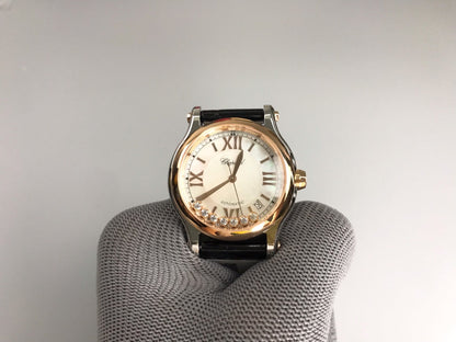 Happy Diamond Pink 36mm Pink Gold White Dial