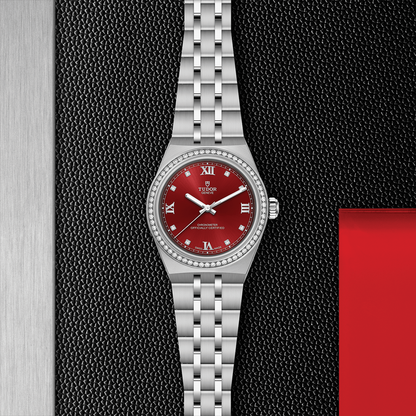 TUDOR Royal 30mm - Burgundy, Diamond-Set on Bracelet