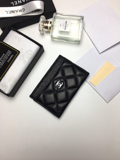 CC CARD HOLDER 11.2 BLACK CALFSKIN SILVER ICON
