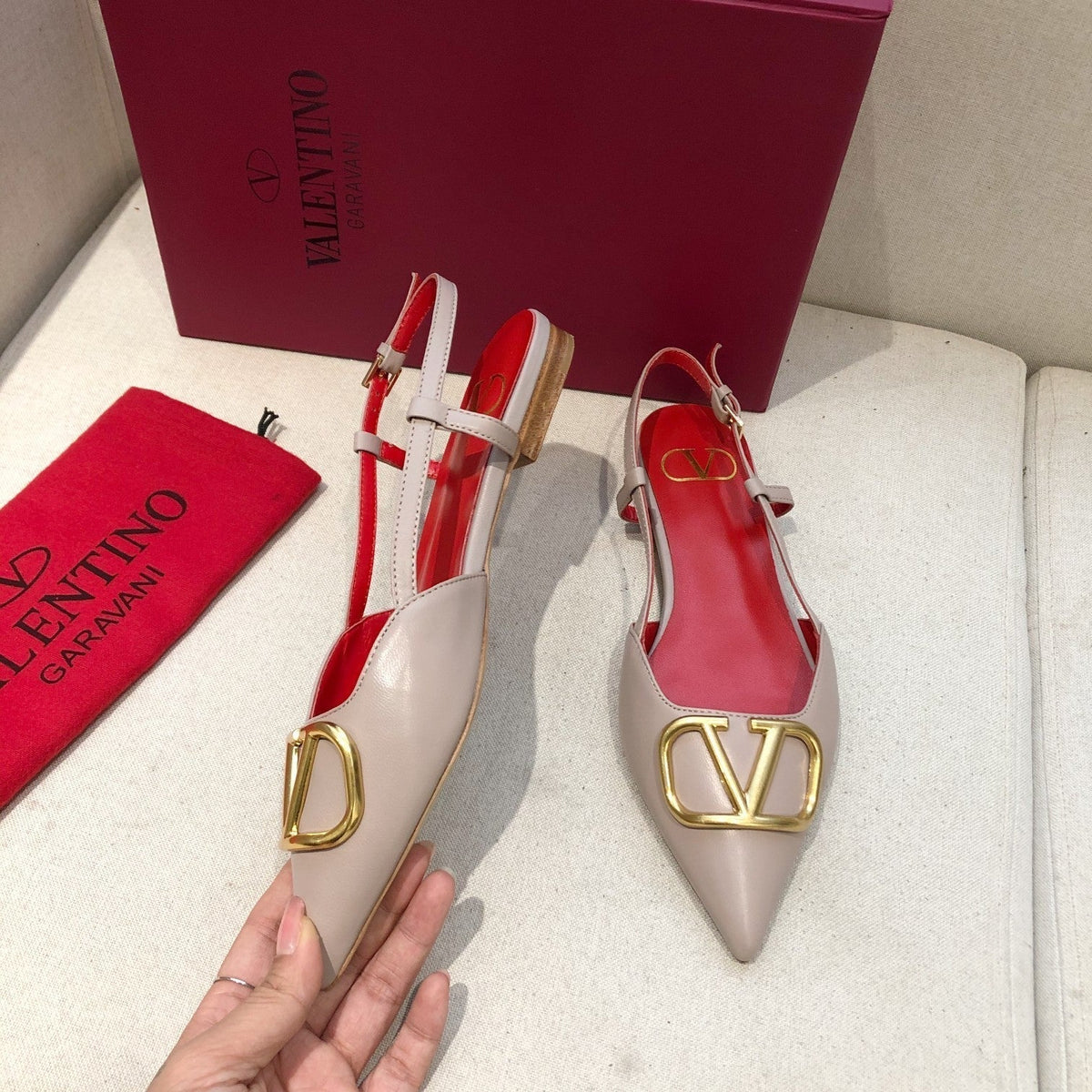 Valentino Slingback Flats Sheepskin