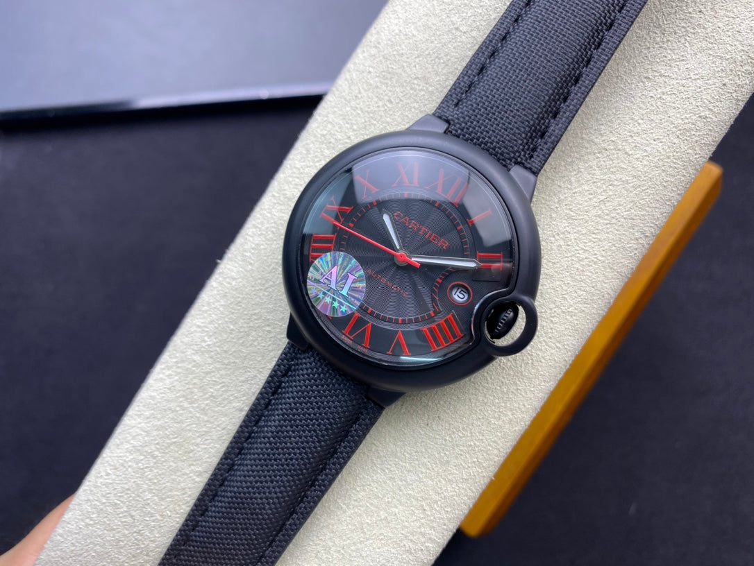 Cartier Balloon 42mm Black Red Automatic