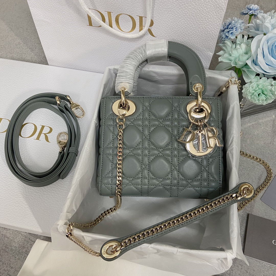 mini lady 17 rock gray lambskin