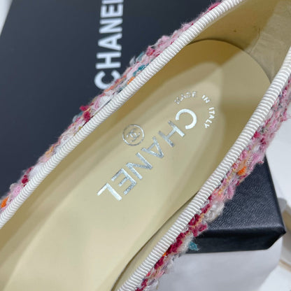 CC 26s Ballet Flat White Hot Pink Colorful Tweed Leather 944404