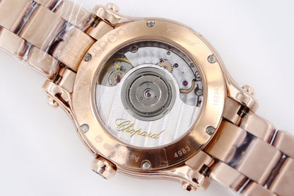 Happy Sport 36mm Pink Gold White Dial