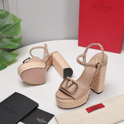 VT 25 Platform Sandals Nude Cowhide Espadrilles