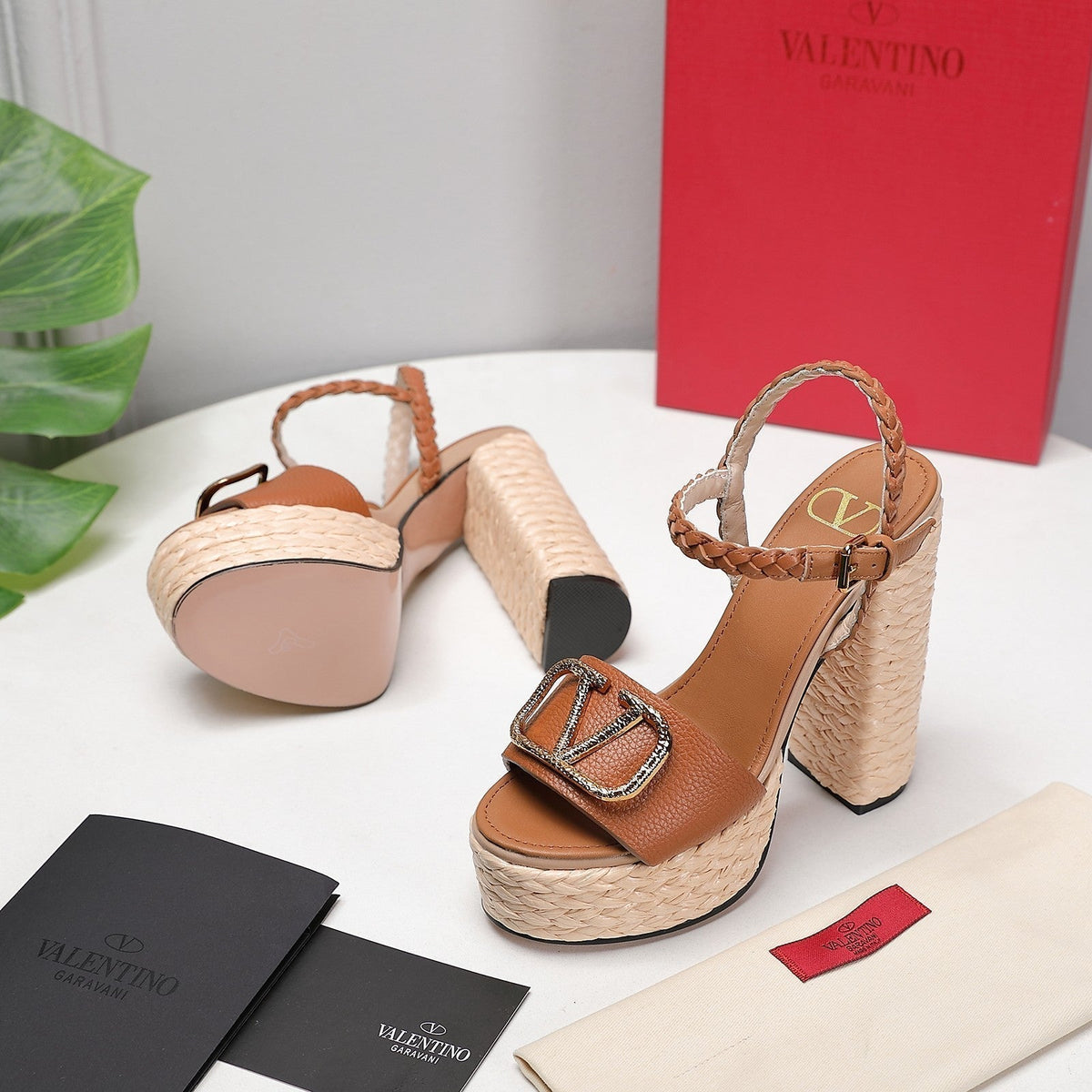 VT 25 Platform Sandals Brown Cowhide Espadrilles