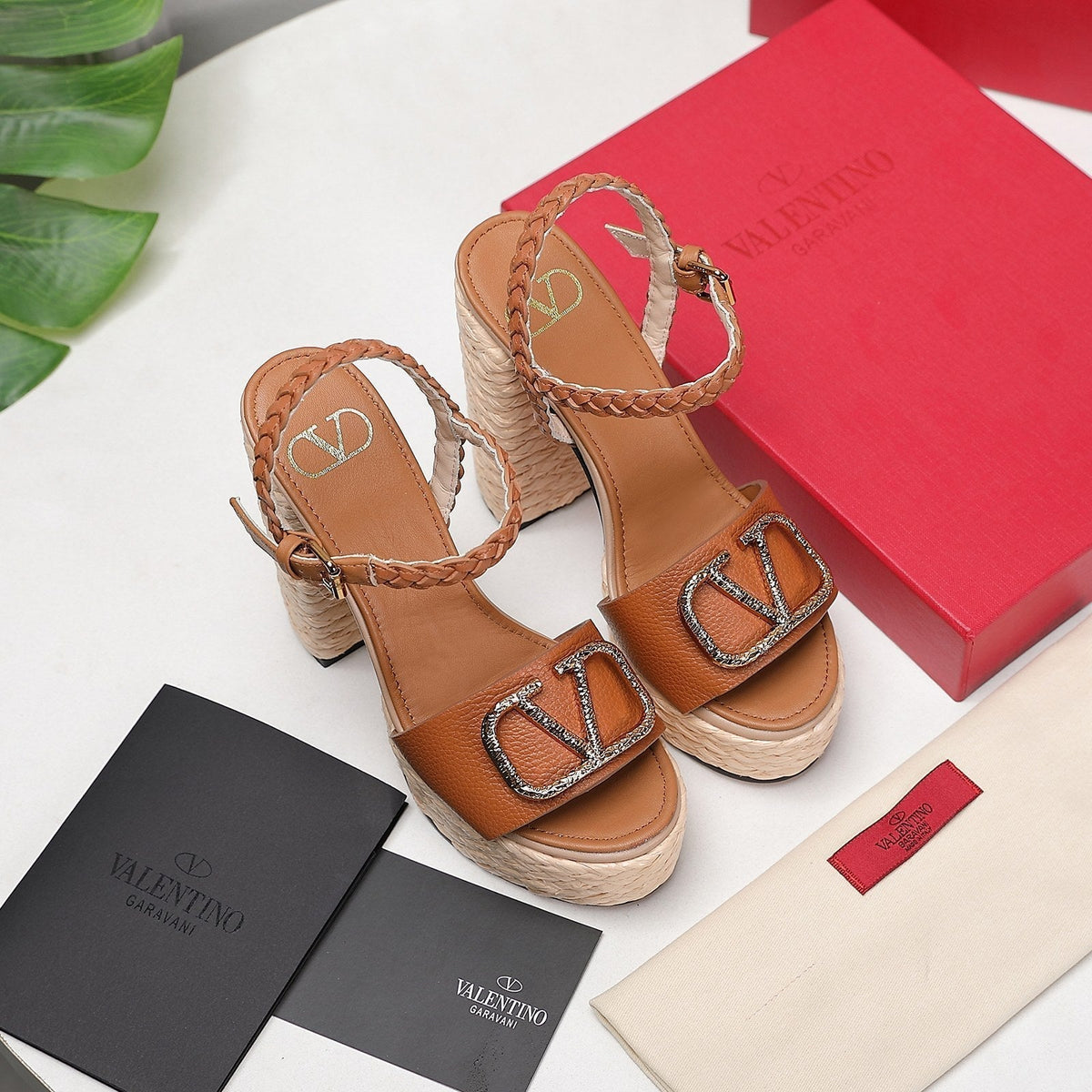 VT 25 Platform Sandals Brown Cowhide Espadrilles