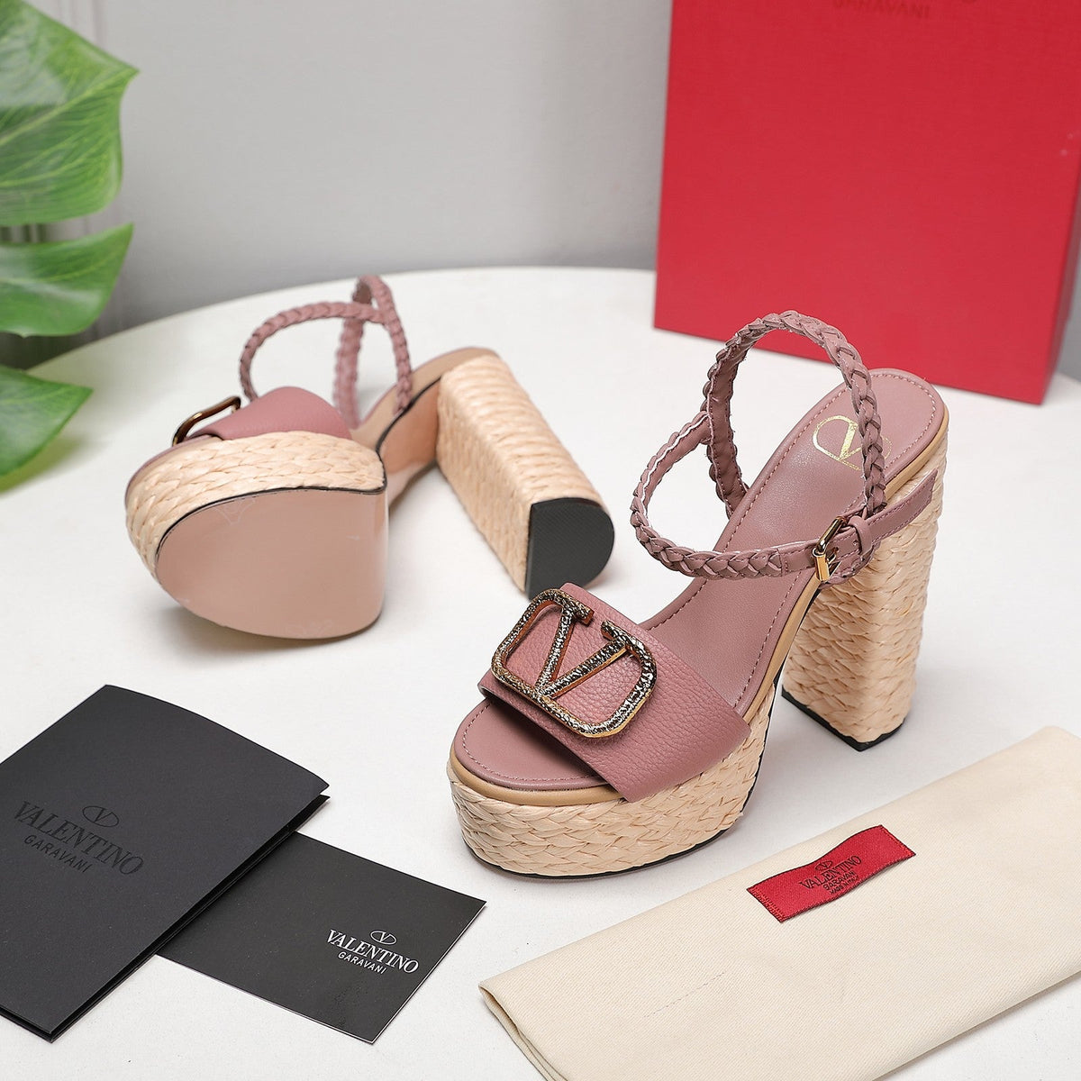 VT 25 Platform Sandals Pink Cowhide Espadrilles