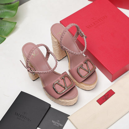 VT 25 Platform Sandals Pink Cowhide Espadrilles