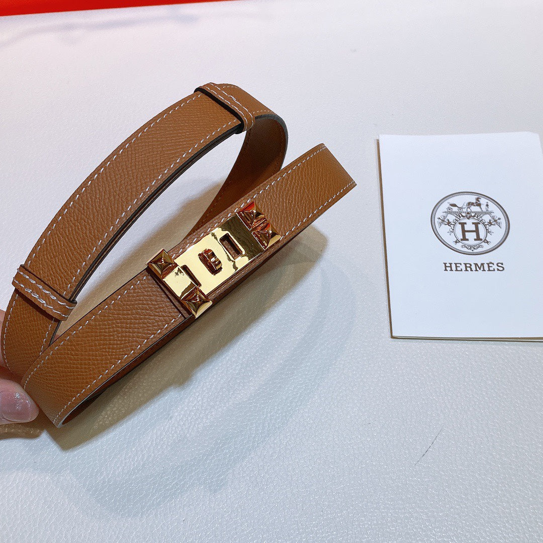 collier de chien belt 24mm brown epsom gold buckle