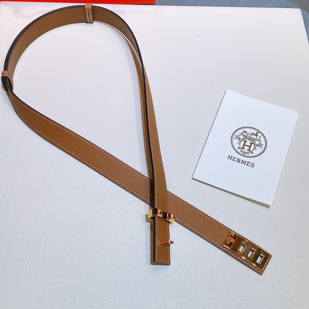 collier de chien belt 24mm brown epsom gold buckle