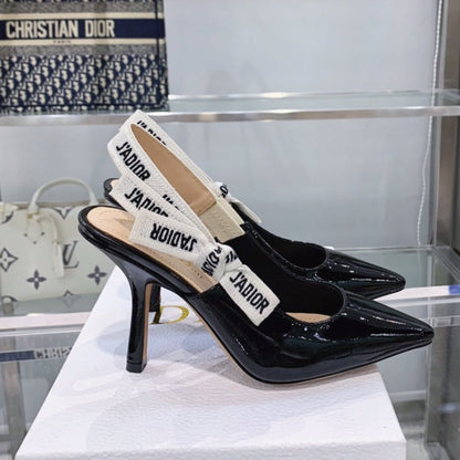 cd slingback pumps 95 black patent calfskin