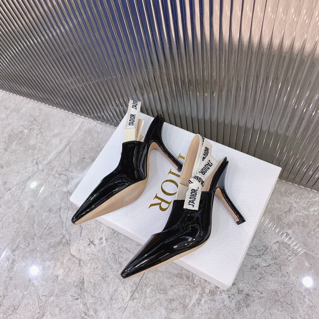 cd slingback pumps 95 black patent calfskin