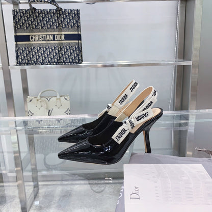cd slingback pumps 95 black patent calfskin