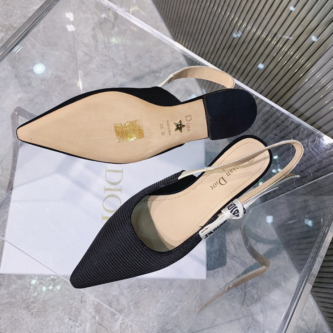 cd slingback flat black embroidery cotton ribbon