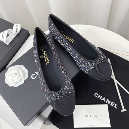 CC 26s Ballet Flat Black Colorful Tweed Leather 944419