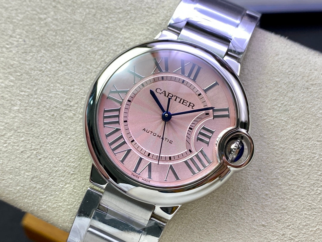 Cartier Balloon 36mm Silver Pink Dial