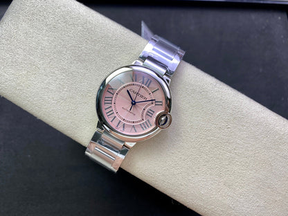 Cartier Balloon 36mm Silver Pink Dial