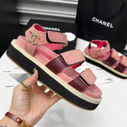 CC 26s Dad Sandal Light Pink Burgundy Leather Suede 867664