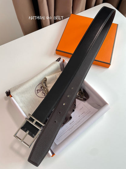 HM Nathan 40mm Belt Black Chocolate Leather 187791