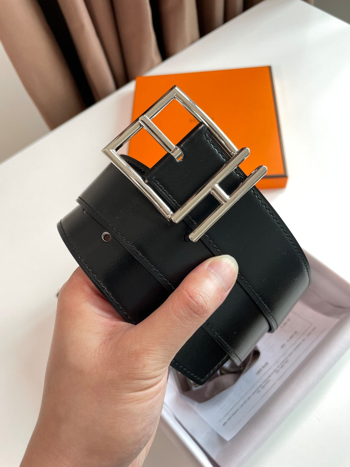 HM Nathan 40mm Belt Black Chocolate Leather 187791