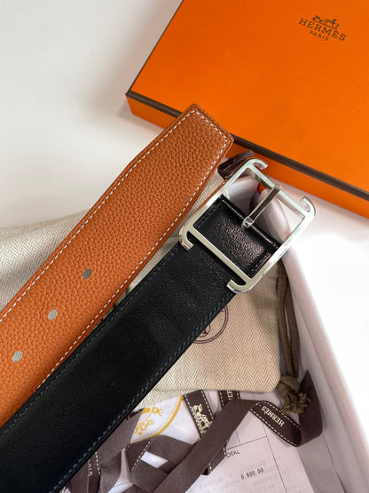 HM Society 38mm Reversible Belt Black Brown Leather 187792