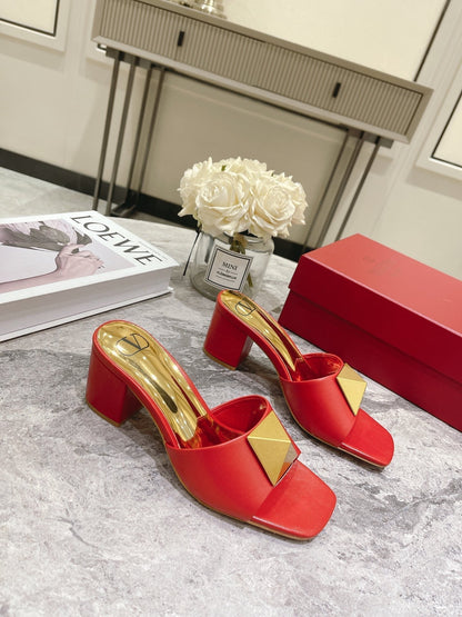 Valentino 25 Mid Heel Mules Calfskin